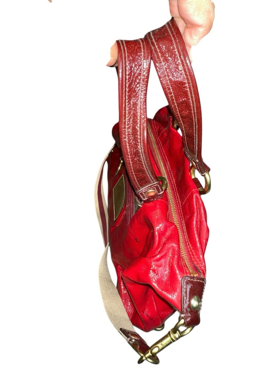 Coach Poppy Patent Luxey Satchel Ruby Special Edition Gold