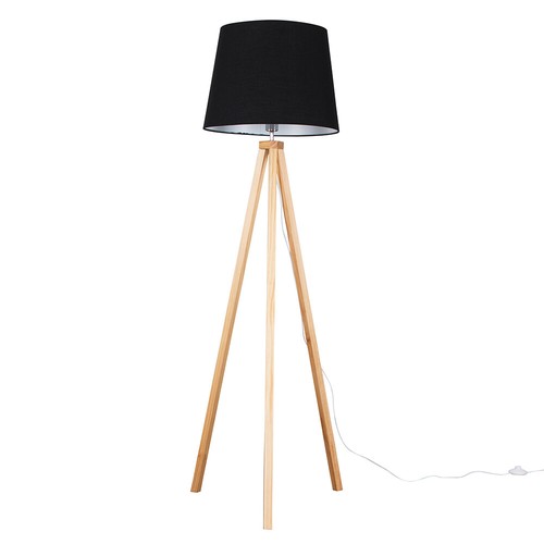 Trípode moderno de madera con luz lámpara de piso iluminación estándar tono algodón bombilla LED A+ - Imagen 5 de 47