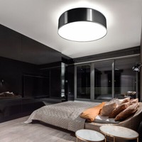 Decken Spot Lampe Schwarz Optik Strahler Rund Design Wohn Ess Zimmer Beleuchtung