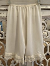 Vintage 60 s White 100 Nylon Lace Trimmed Dbl Gusset Pettipants Panties Slip M