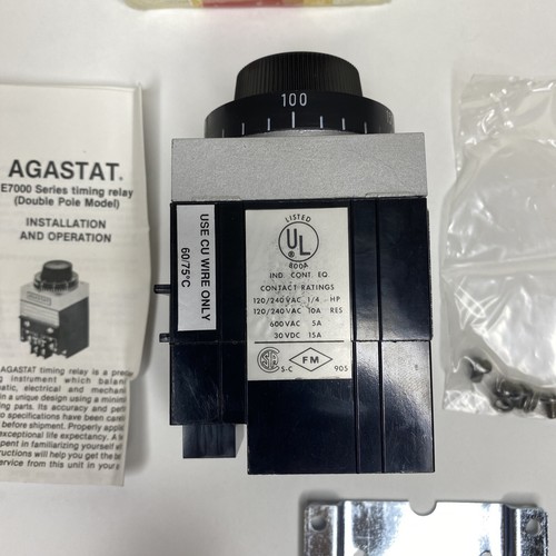 AGASTAT E7012AE002 Timing Relay Double Pole Model 20-200 Seconds 120V 60 Hz NOS - Picture 6 of 9