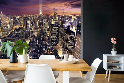 3D City Night Scene K3824 Wallpaper Mural Self-adhesive Removable Sticker Panda