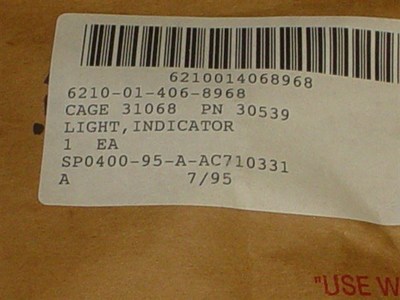 Mil-Spec Ducommun Light Indicator Part # 10648RA11-8 SYSTEM RF 
