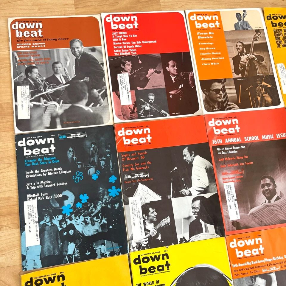 Vintage 1960s Down Beat Jazz Music 23 Magazine Lot w/ Ray Brown Mailing Labels! Foto 3 de 4