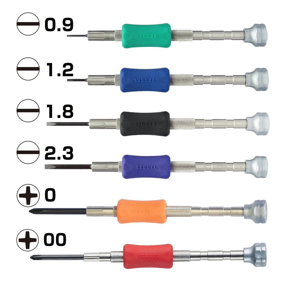 VESSEL precision screwdriver set TD-56 set of 6 +0 00 0.9 1.2 1.8 2.3 NEW - Image 3 of 4