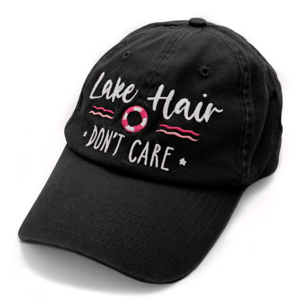 Lake Hair Don't Care Embroidered Adjustable Womens Baseball Boater