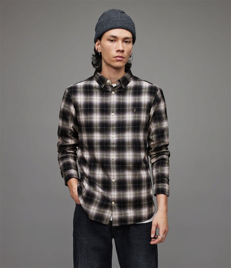ALLSAINTS Mens SELWYN BLACK CHECK SHIRT SIZE XS RRP £99