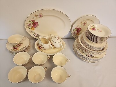 VINTAGE CROOKSVILLE 835 FLORAL CHINA SERVICE FOR 6+ EXTRA- SERVING