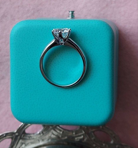 Solitaire Engagement Ring 2ct CZ 14k White Gold Toned Round Brilliant Cut - Picture 7 of 8