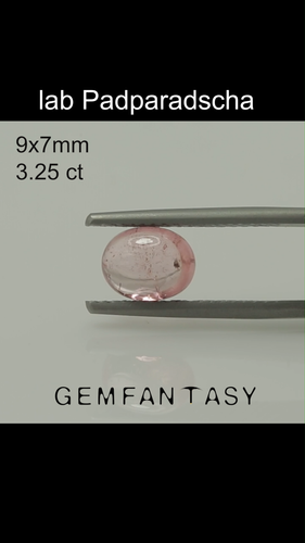 Cut stone - Sapphire Padparadscha Czochralski Pulled lab grown 9x7mm 3.01-3.48ct - Video 1 of 1