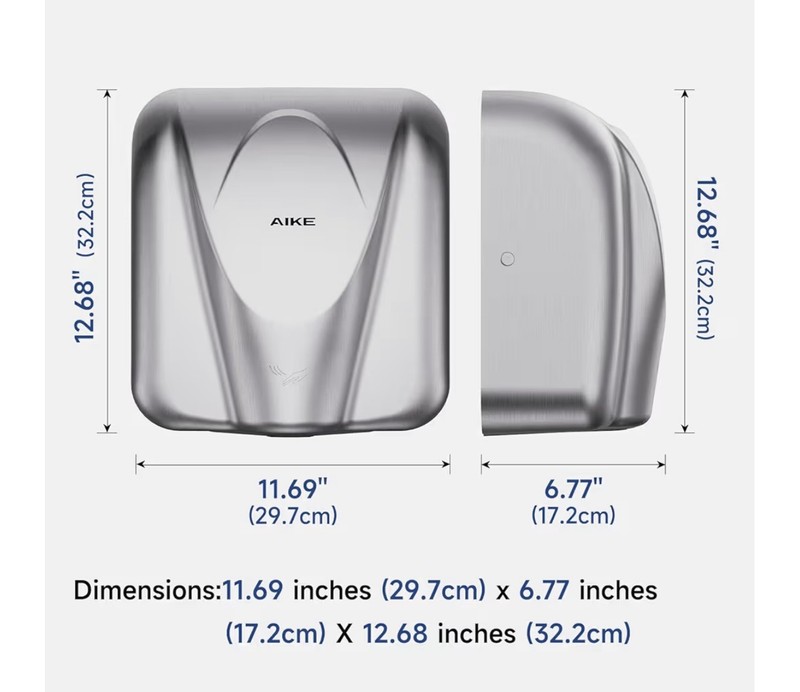 AIKE Elephant Power Commercial Hand Dryer High Speed Auto Warm Wind, Brushed ...