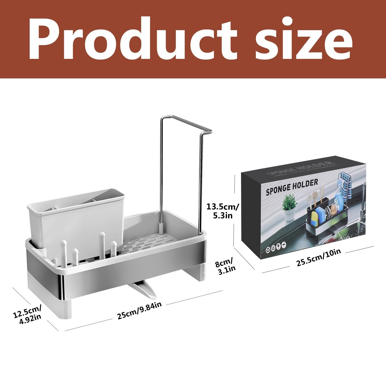 Kitchen Sink Caddy, Sponge Holder for Kitchen Sink,Dish Sponge Holder,Stainle...