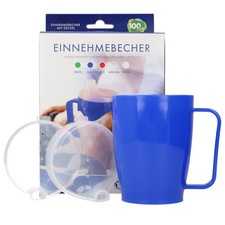 Dr.Junghans Schnabelbecher Einnehmebecher Erwachsene 1 Griff, 2 Deckel, blau