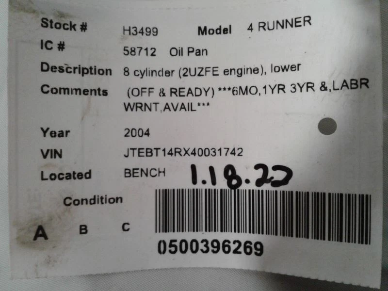 Cacerola de aceite 8 cilindros motor 2UZFE inferior se adapta 03-09 LEXUS GX470 1507677 Foto 4 de 4