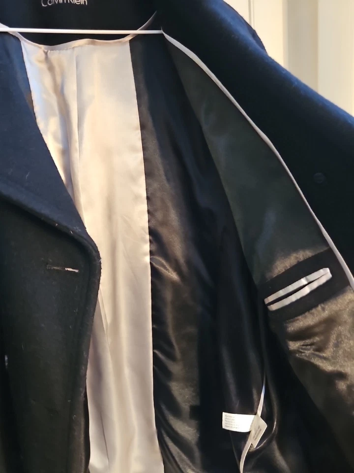 Abrigo mujer guisante grande/azul marino/por Calvin Klein/lana, nailon, cachemir Foto 3 de 3