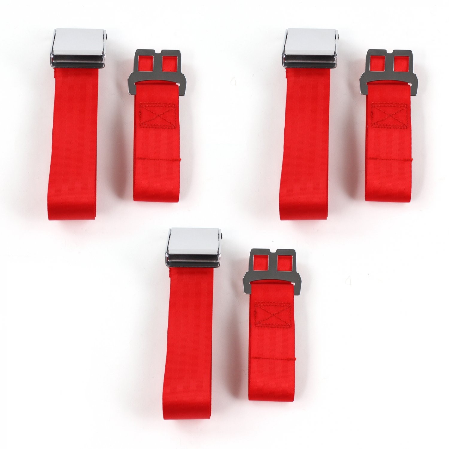 Ford GT40 1964 - 1969 Airplane 2pt Red Lap Bench Seat Belt Kit - 3 Belts SafTboy