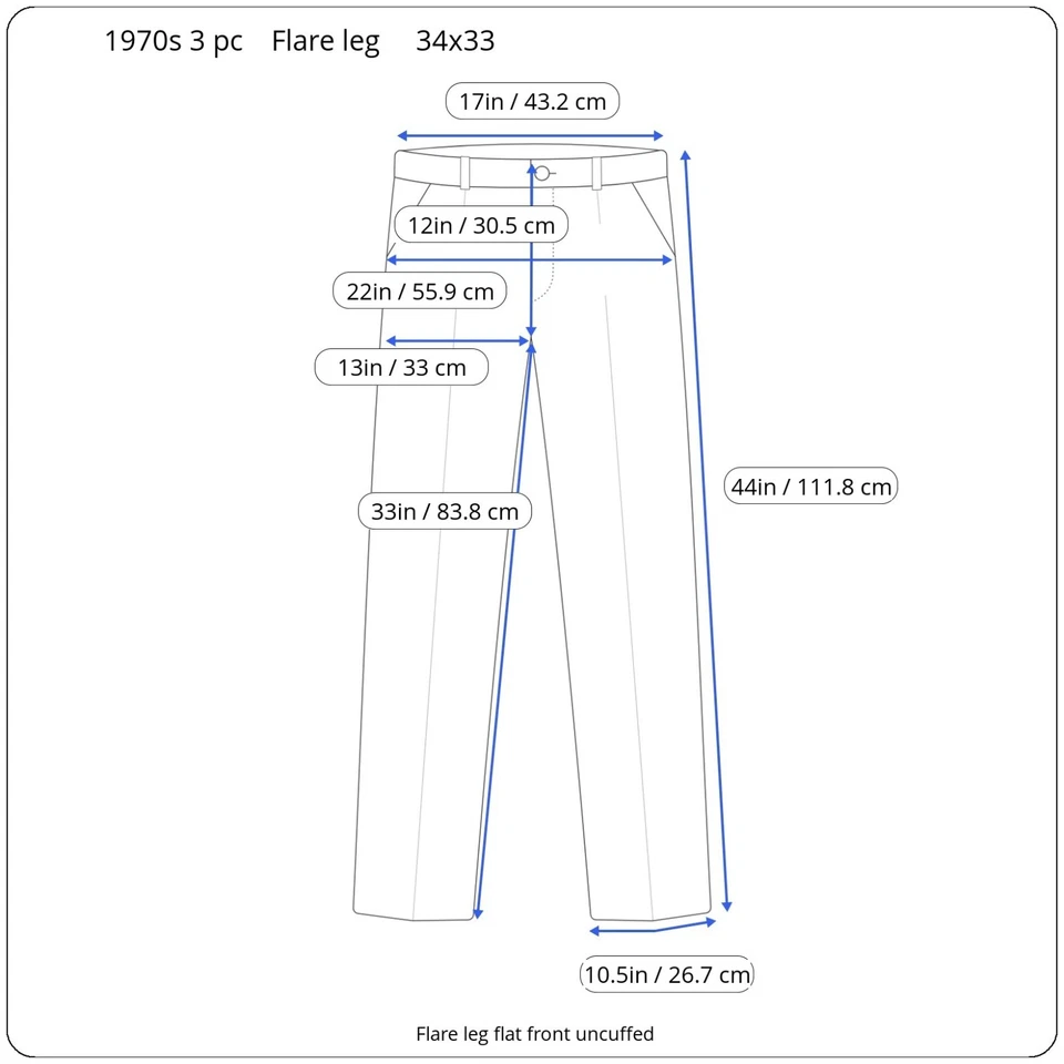 1970s 3 Piece Suit 42r 34x33 Flare Leg Wide Lapel Checked - Image 4 of 4