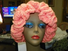 Peach Handmade Crocheted Ruffle Hat