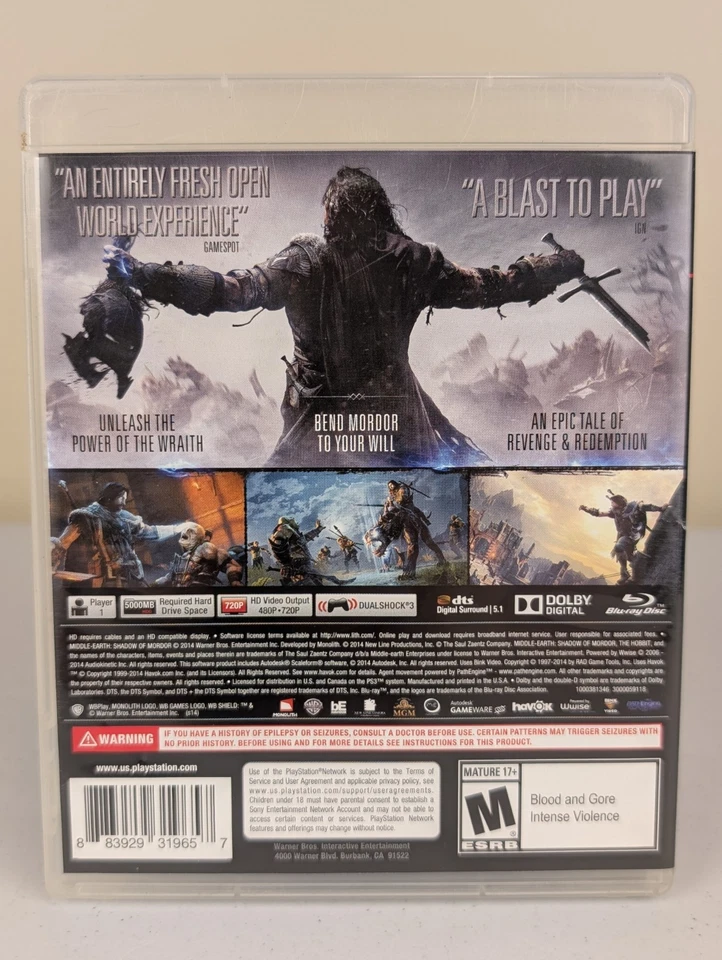 Middle-Earth: Shadow of Mordor (PlayStation 3 PS3)➡️CIB  - Tested - Near Mint 📀 - Image 2 of 4