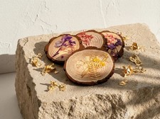 Porte bougie Bois Naturel Fleuri - Autel Végétal & Douceur Zen Bio