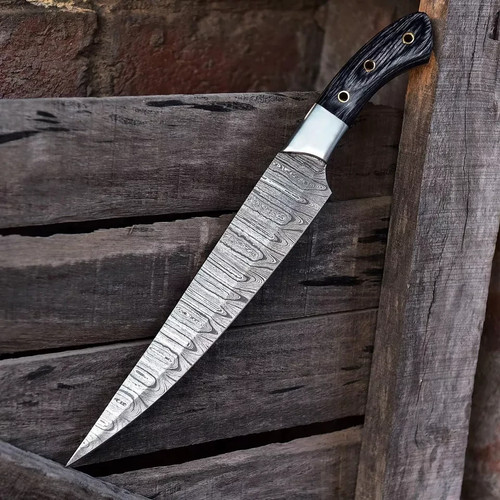 Handmade Damascus Steel Chef Kitchen Knife – Full Tang Sharp Cooking Blade - Picture 3 of 5