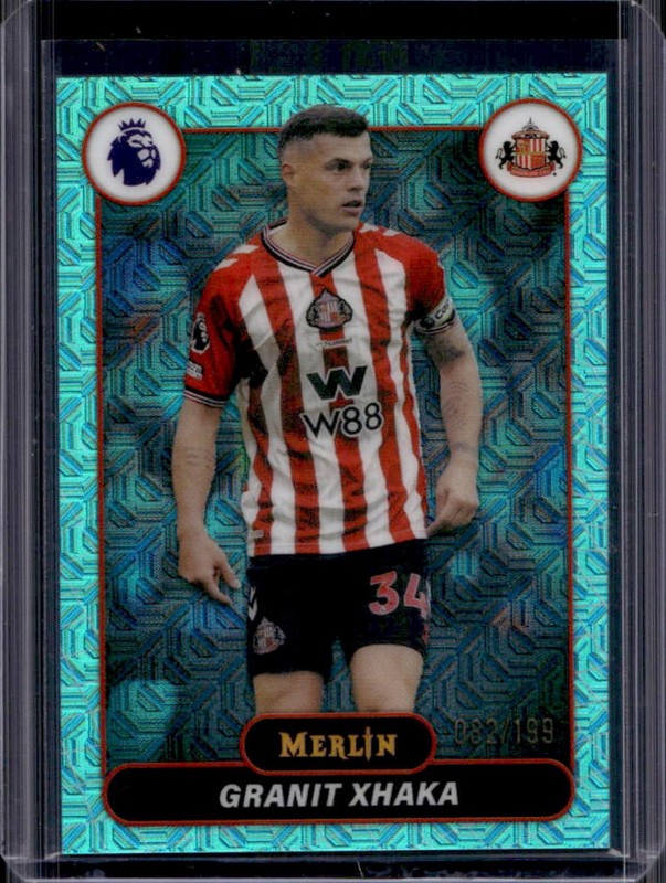 2026 Topps Merlin Premier League Granit Xhaka Aqua Mojo Refractor #/199