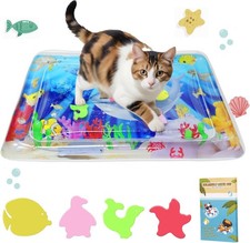 Upgraded Water Sensory Playmat for Cats, Thickened Cat Dog Toys Bored Blue