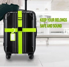 8 Pack Luggage Straps & Tag Set TSA Approved Suitcase Belt Adjustable Green -USA