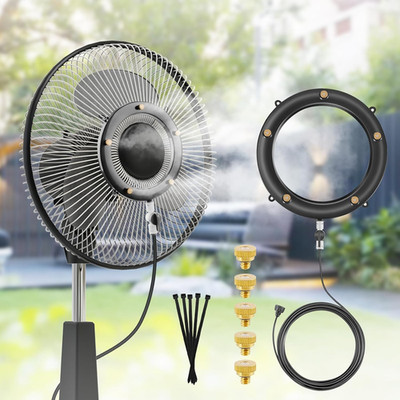 Fan Misting Kit. Fan Misters for Cooling Outdoor, Integrated Mister Ring for out