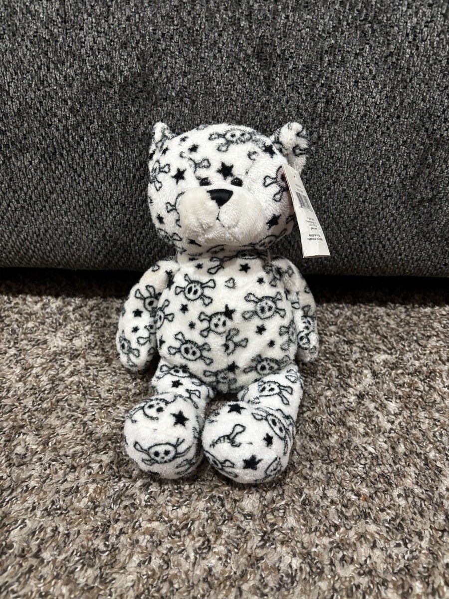 Ganz Plush Skull Bear White and Black Teddy Bear HW10638 No Code