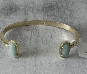 Authentic KENDRA SCOTT Elton Gold Plated Cuff Bracelet in Teal Amazonite 6.5" MSRP $65 NWT