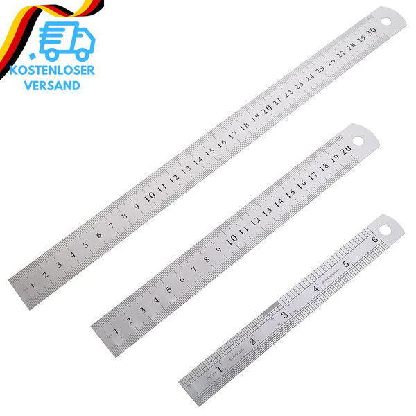 3-Teiliges Lineal Set Aus Metall Lineal, Stahllineal 15Cm, 20Cm, 30Cm, Doppelsei-image