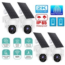 2/4 PacK Solar Powered Wireless Security Camera System PTZ WiFi Battery Camera