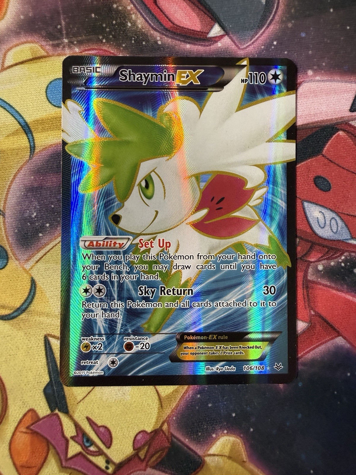 Shaymin EX 106/108 Pokemon Card XY Roaring Skies Full Art Rare Holo