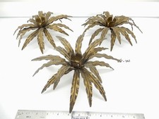 Set 3 Decorated Gold Metal Pam Tree Tops w/Candlecups. Drilled. KF141