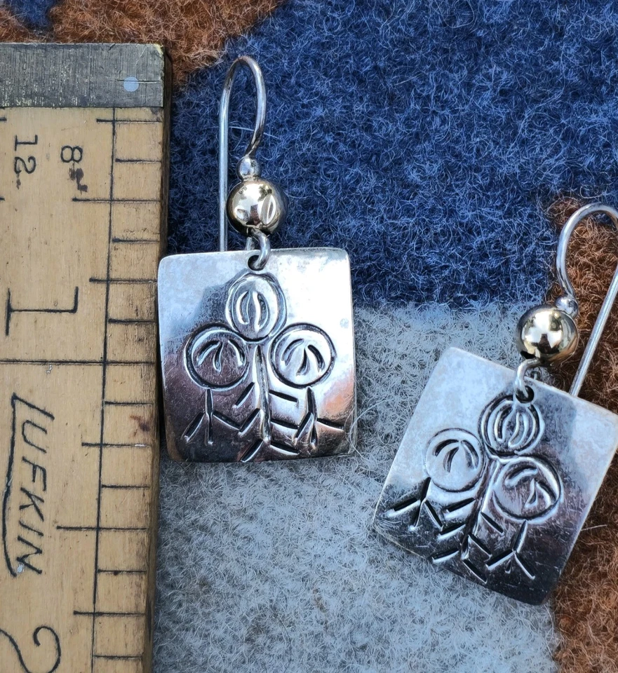 复古 Taxco 墨西哥纯银家庭儿童耳环 925 电视 - 25 多色 — 第 2/4 张图片