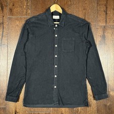 Oliver Spencer Brook Shirt Men’s 15.5” Black Fine Wale Cotton Medium