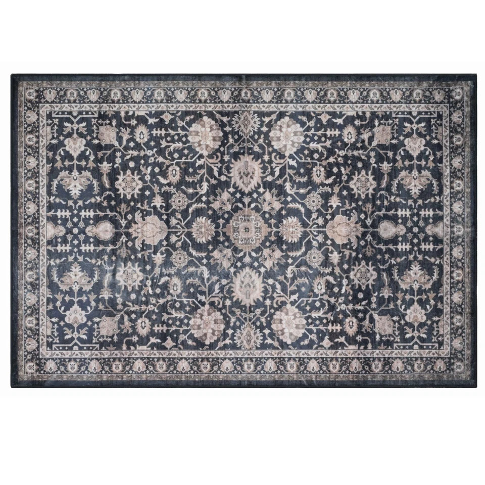 BIBB HOME 5FTX7FT МОЮЩИЙСЯ ФЛАНЕЛЕВЫЙ КОВРИК С ПРИНТОМ - MIDNIGHT BLOOM