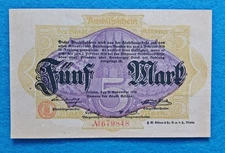 02 358 Notgeld Stadt Altona 5 Mark, 2.11.1918-1.2.1919, KN rot 6-stellig