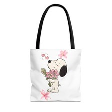 Whimsical Dog-Themed Tote Bag, Cute Dog Tote, Flower Tote, Pet Lover Gift, ... 
