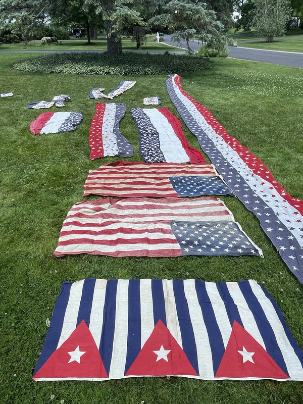 Antique Americana Muslin Fabric USA Patriotic Flags Parade Bunting Gettysburg