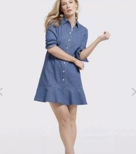 Draper James Chambray Tulip Shirtdress Dress Drop Waist Size 2