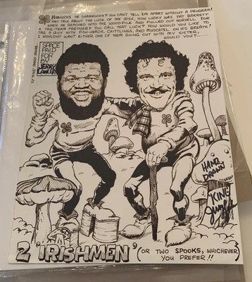 1970s Memphis Wrestling Program Original Artwork Jerry Lawler Hand Drawn Signed