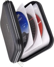 32 Disc CD DVD Storage Case Holder Wallet Portable Hard Shell Black Organizer