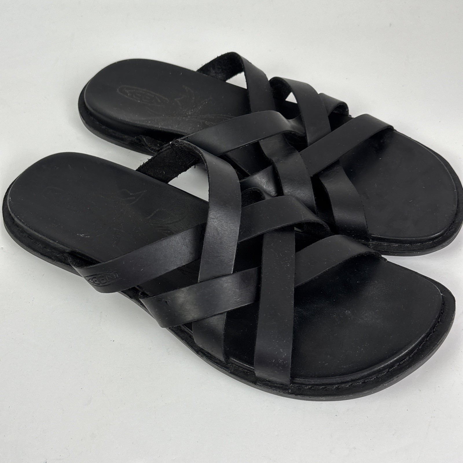 Scarpe sandali donna slip on KEEN Sofia in pelle nera con cinturino misura 11