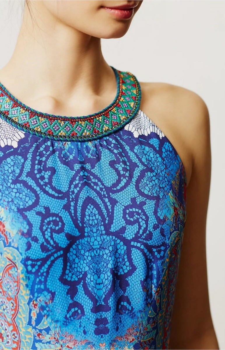 Ranna Gill Anthropologie Boteh Jewel Embellished Neckline Maxi Dress 8 M $188 View 3