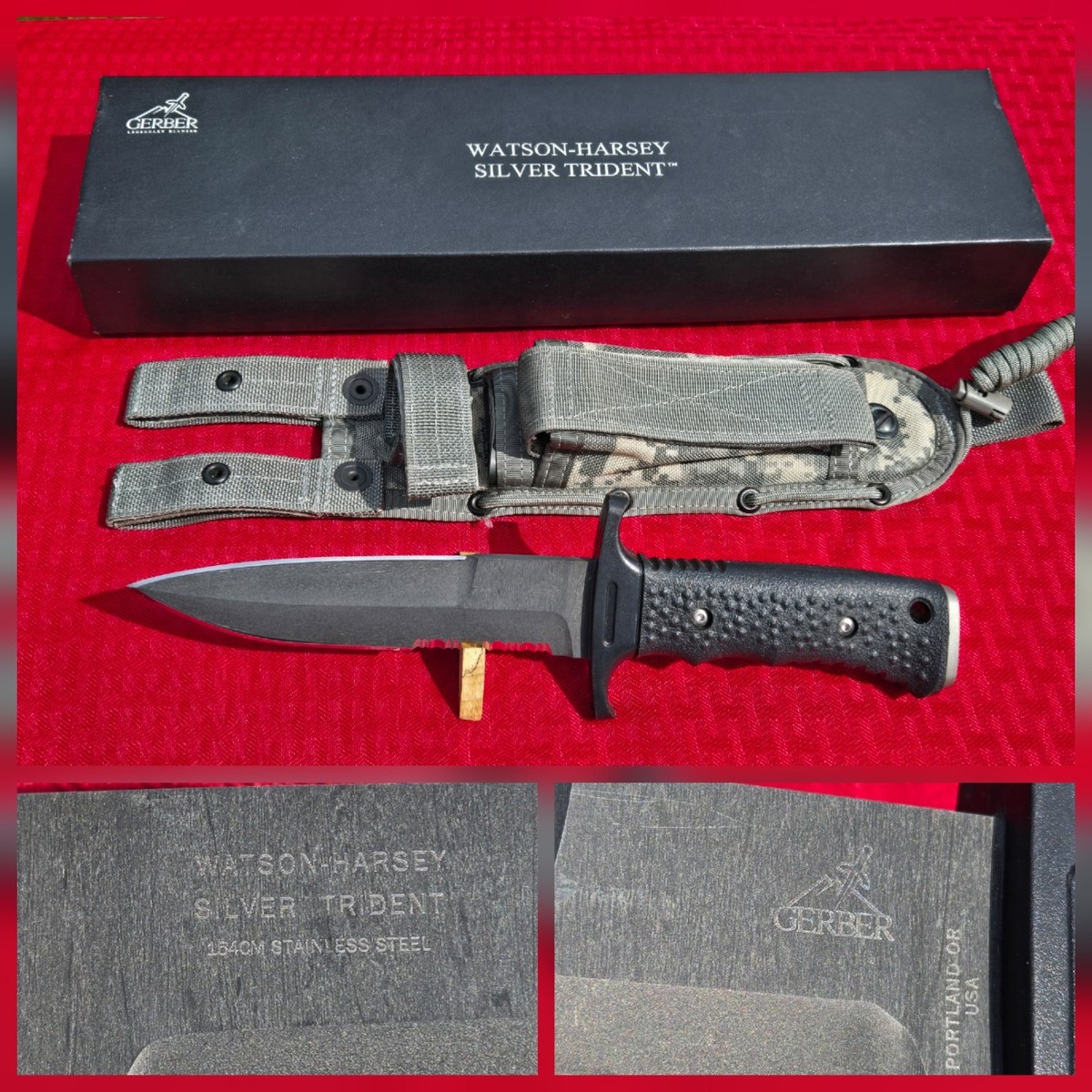 GERBER Silver Trident Watson-Harsey Combat Knife Single Serrated