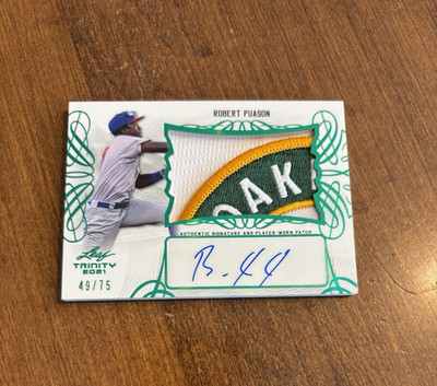 Robert Puason 2021 Leaf Trinity Green Patch Auto RP1 Oakland Athletics A's /75