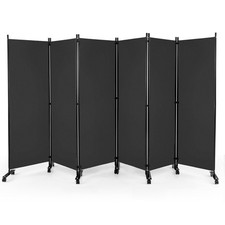 6 Panel Room Divider on Wheels  Rolling Privacy Screens Portable Freestanding