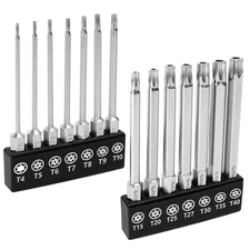 14PC Security Torx Bit Set 3" Long Tamper Proof Star Screwdriver Bit Set 1/4"...